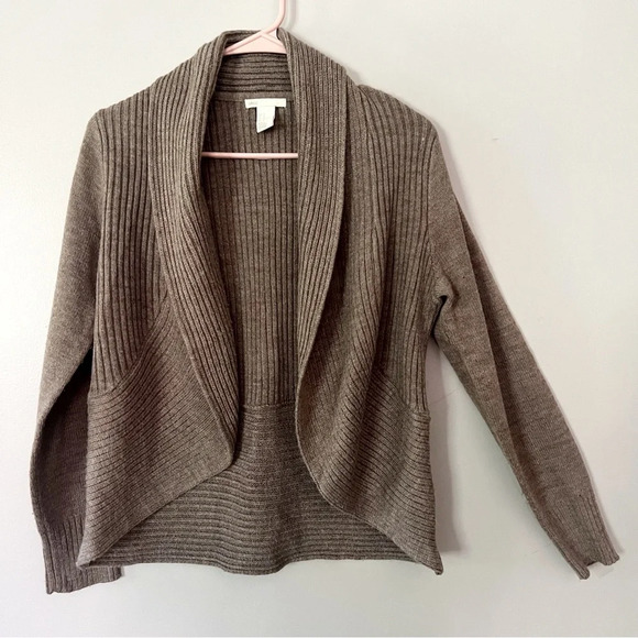 H&M Open Front Knit Cardigan Taupe Size Medium Casual Career Cozy - Picture 6 of 6